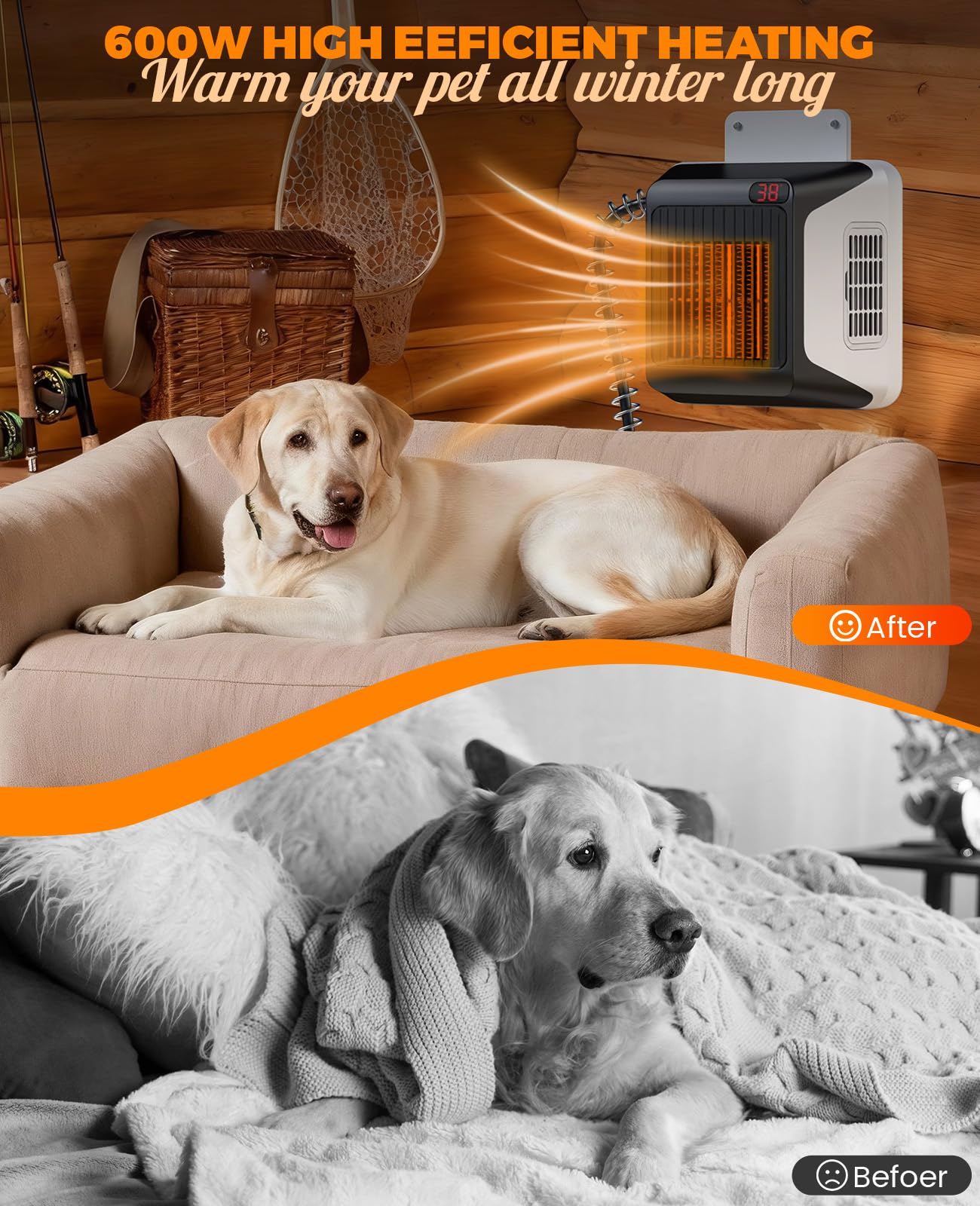 Ribgwo thermostat control highlights precise temperature management for pets.