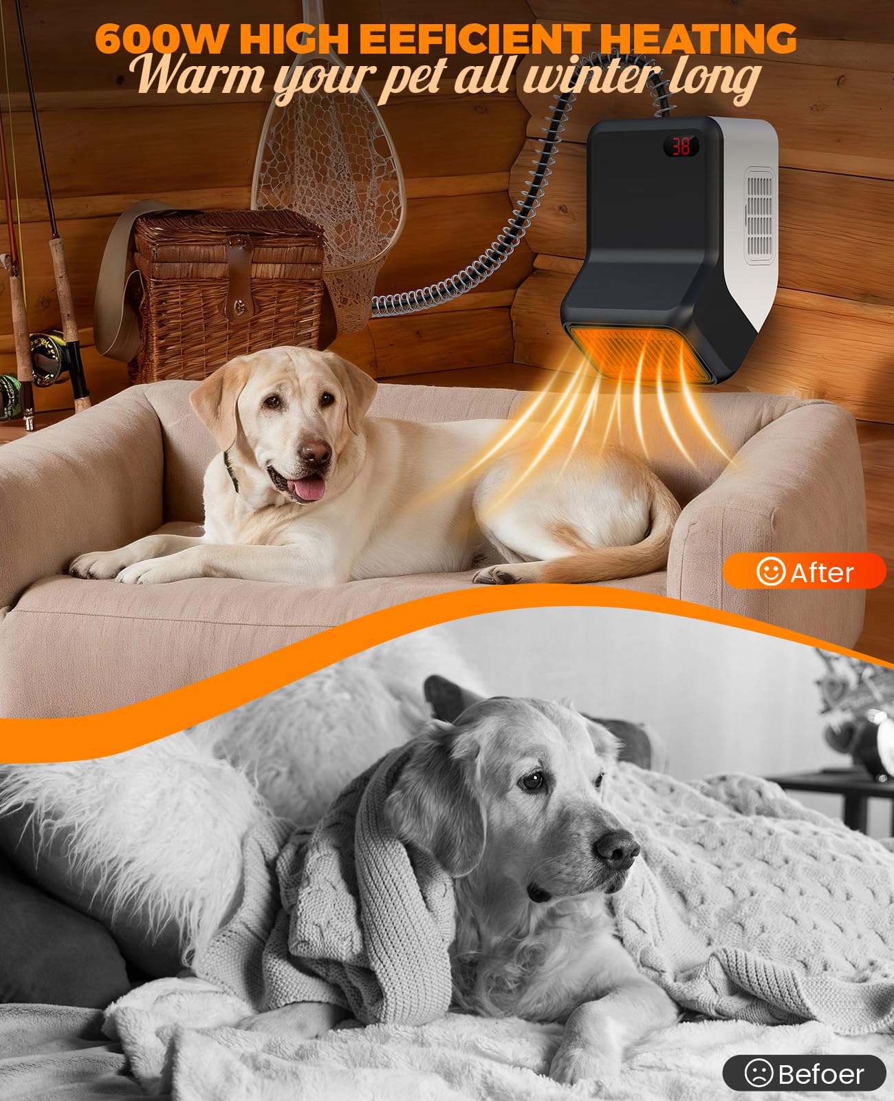 Ribgwo thermostat control maintains steady temperature for pets