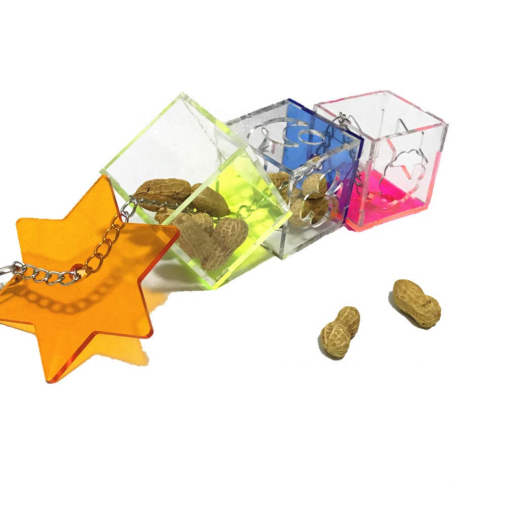 RICEFINE bird foraging toy showing treats inside for exploration and engagement