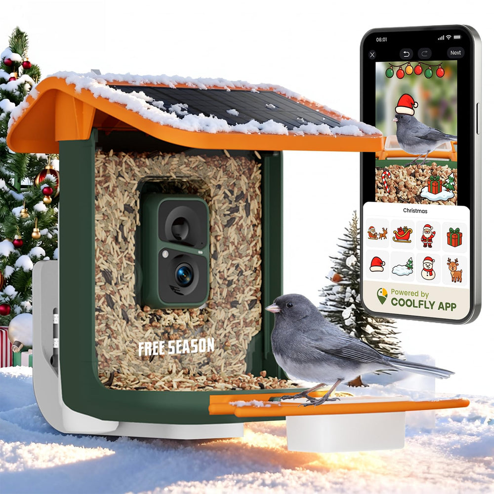 RichBird smart feeder camera front view for easy monitoring and bird variety observation.