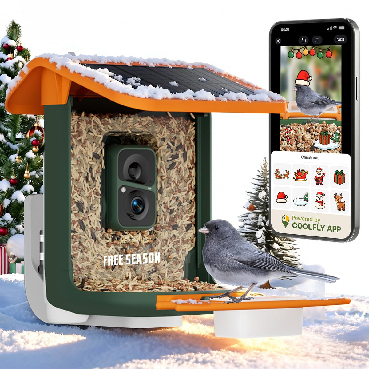 RichBird smart feeder camera front view for easy monitoring and bird variety observation.