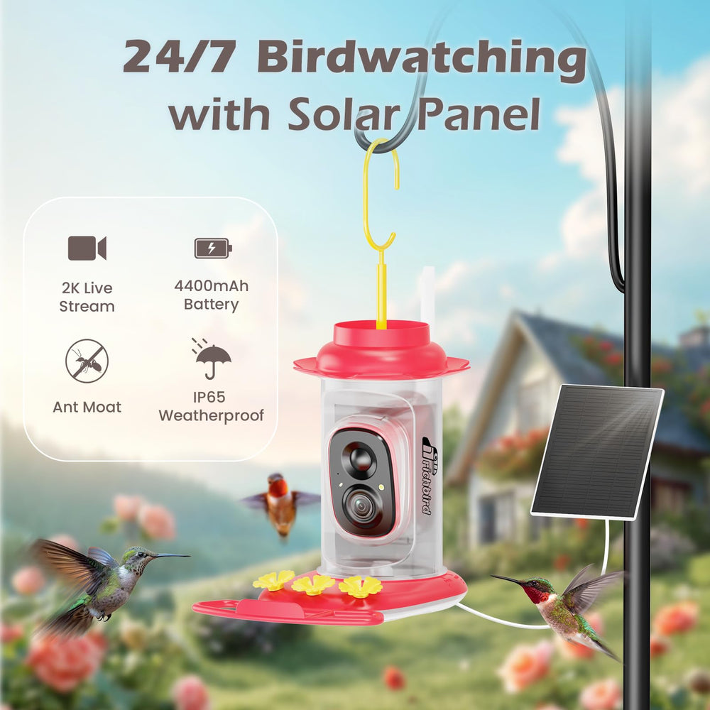 RichBird Smart Hummingbird Feeder 20oz reservoir highlights easy, generous feed