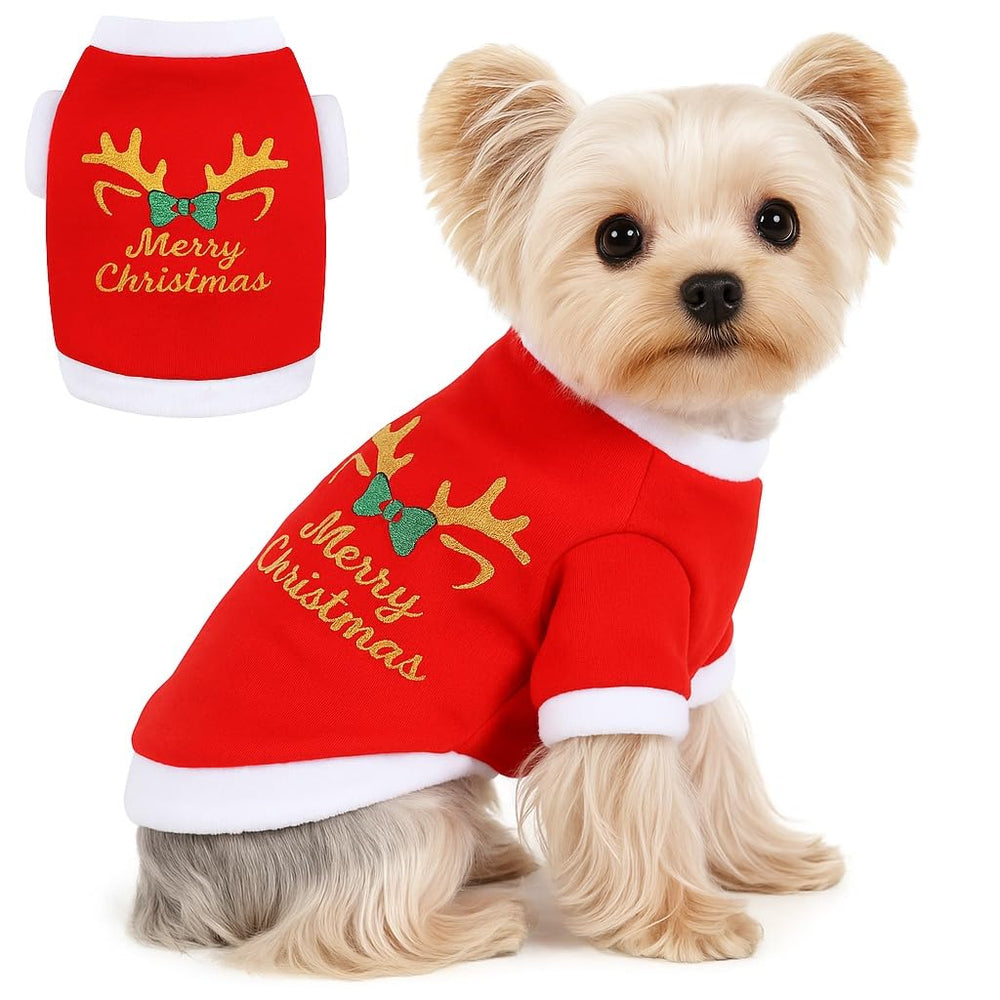 Richylahh dog Christmas outfit front view with cozy fleece warmth