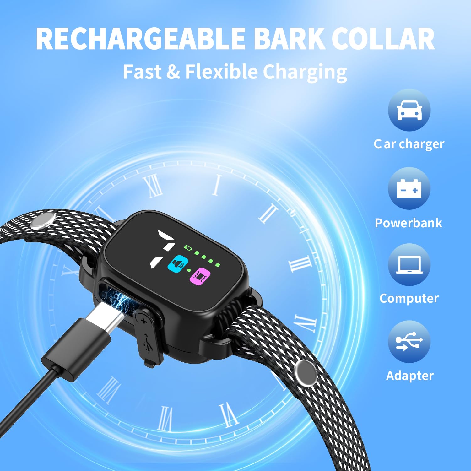 RICIVI IP67 waterproof collar survives rain and splashes.