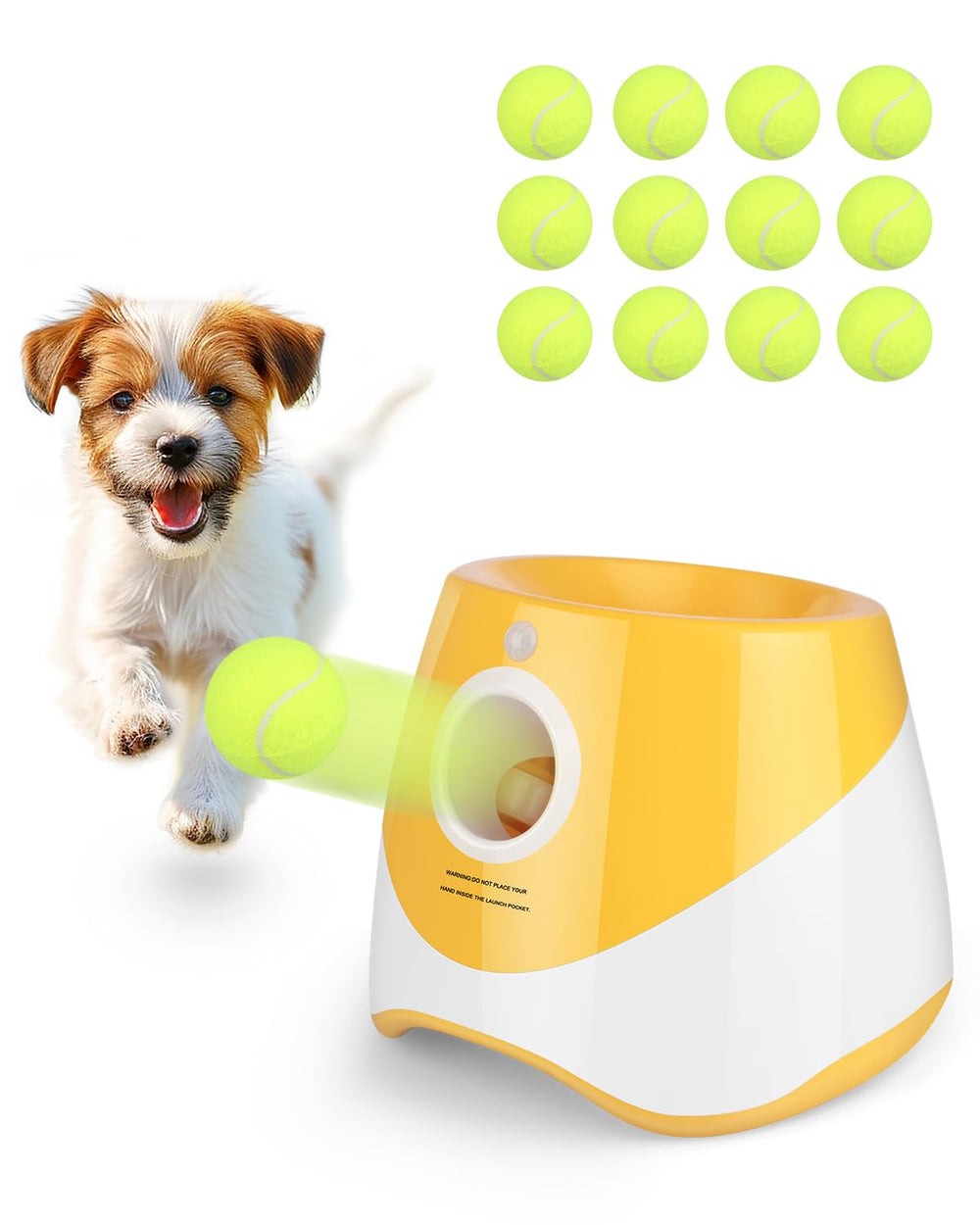 Rigshru dog ball launcher front view showing compact design for easy setup.