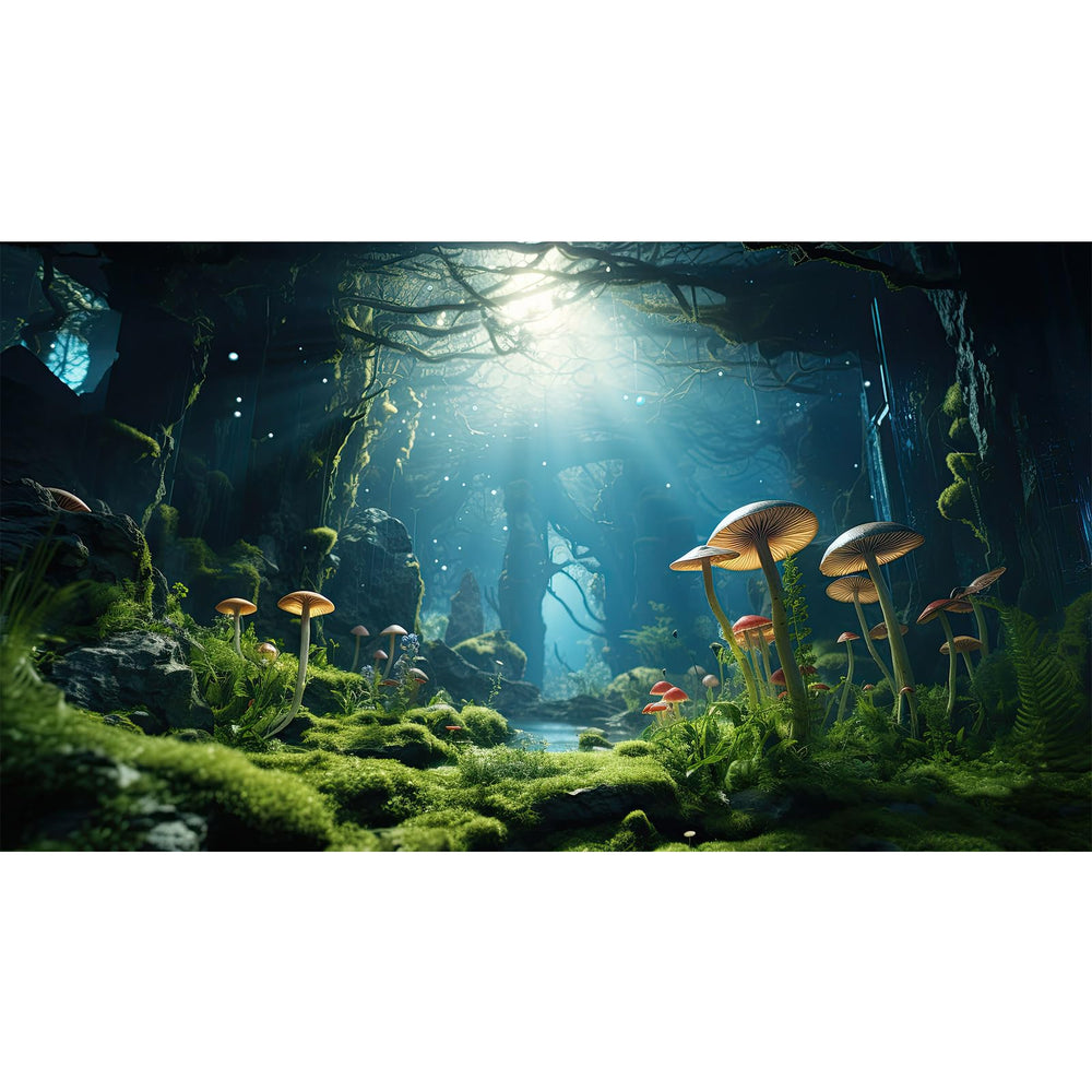 Riivvdise forest mushroom aquarium background adds depth for engaging fish tank scenes.