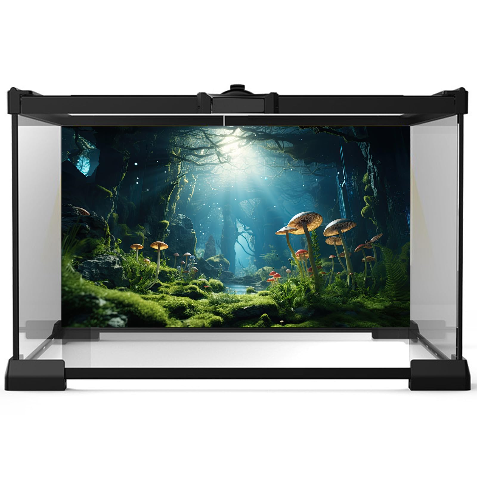 Riivvdise lush moss terrarium background creates rainforest vibes and easy decor.