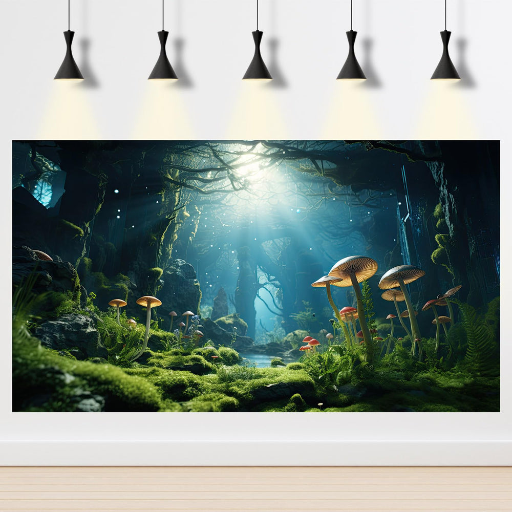 Riivvdise tropical jungle mushrooms background delivers HD detail for immersive reptile spaces.