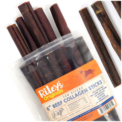 Riley's 6-inch beef collagen sticks dog chew for long-lasting entertainment