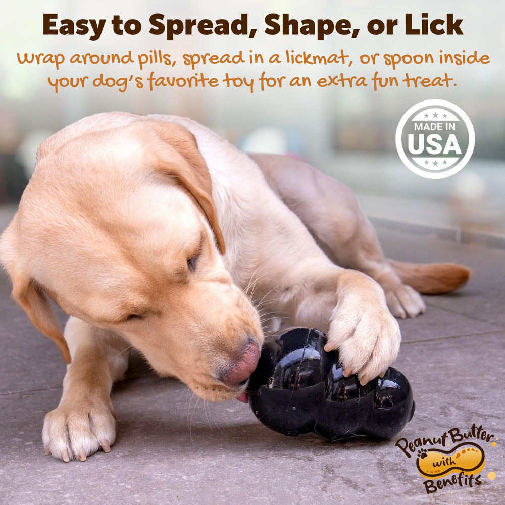 Riley's Calming Peanut Butter texture close-up highlighting smooth dosing.