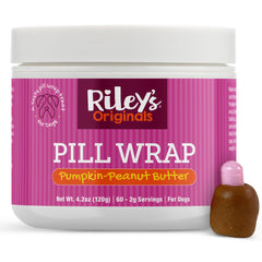 Riley's Pill Wrap pumpkin-peanut-butter paste closeup shows moldable texture for masking pills.