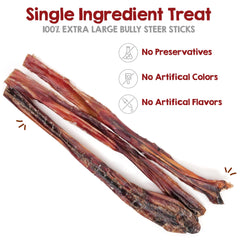 Riley's Steer Bully Sticks 12in in-use demonstrates engaging chew for large breeds.