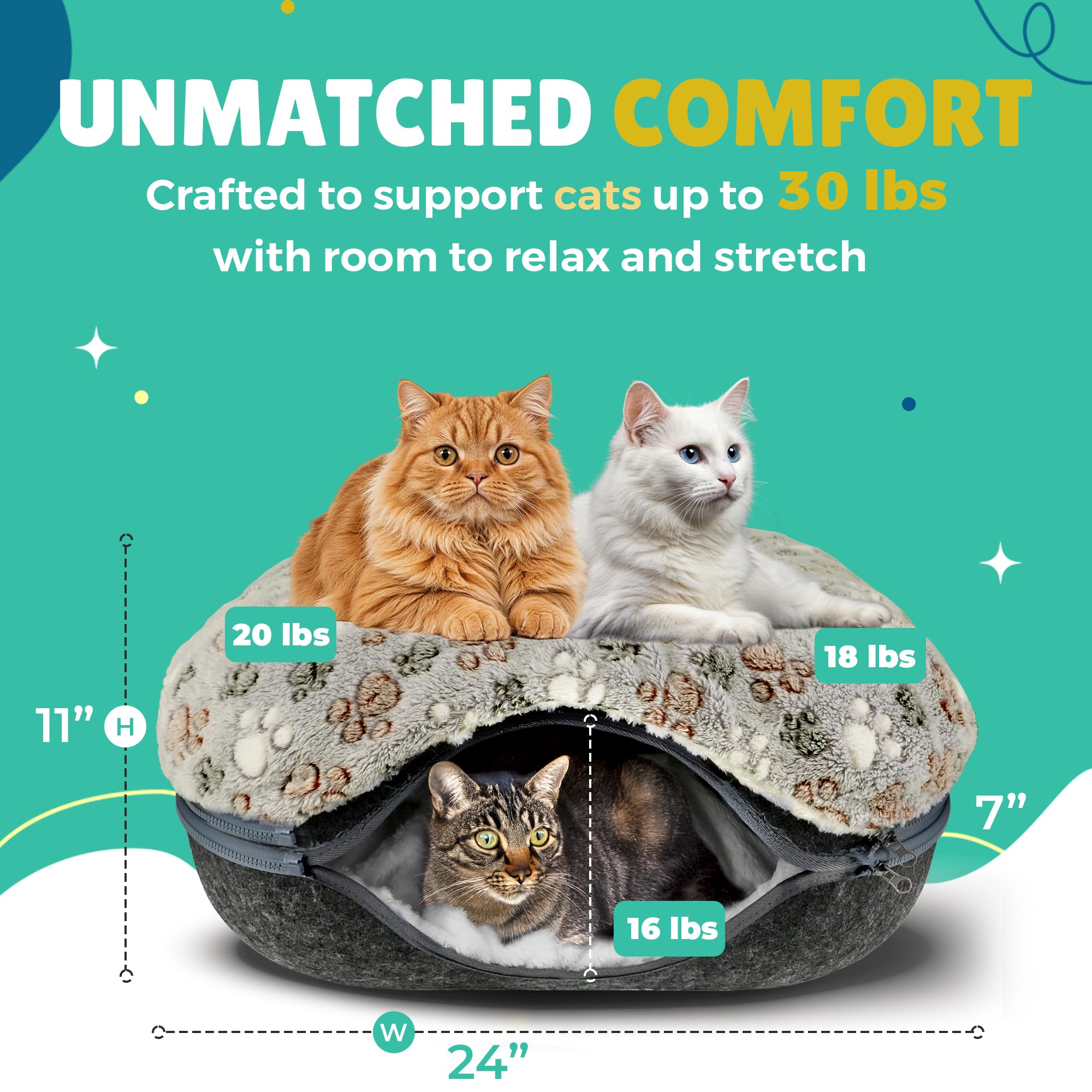 RINGTAIL Peekaboo Cat Cave spacious space for larger cats to stretch and snooze