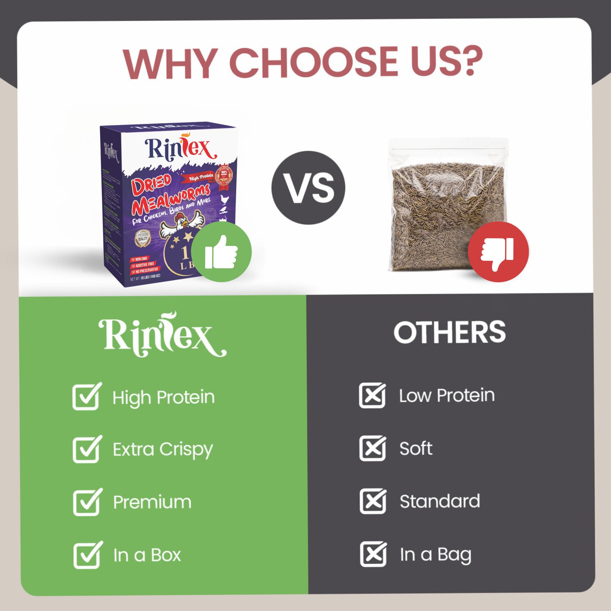 Rinlex dried mealworms in an outdoor feeder scene for birds