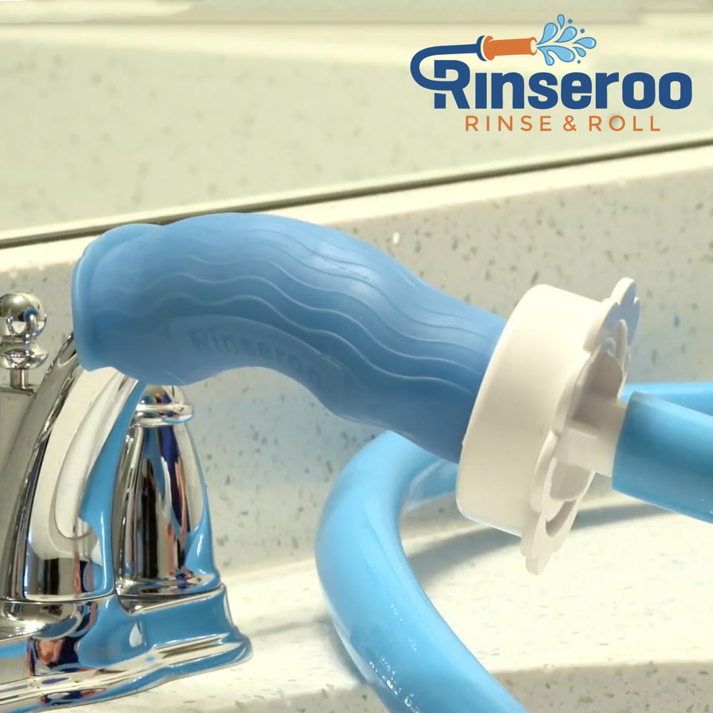Rinseroo durable thermoplastic rubber connectors; extra-thick, wear-resistant for long-lasting tub hose use.
