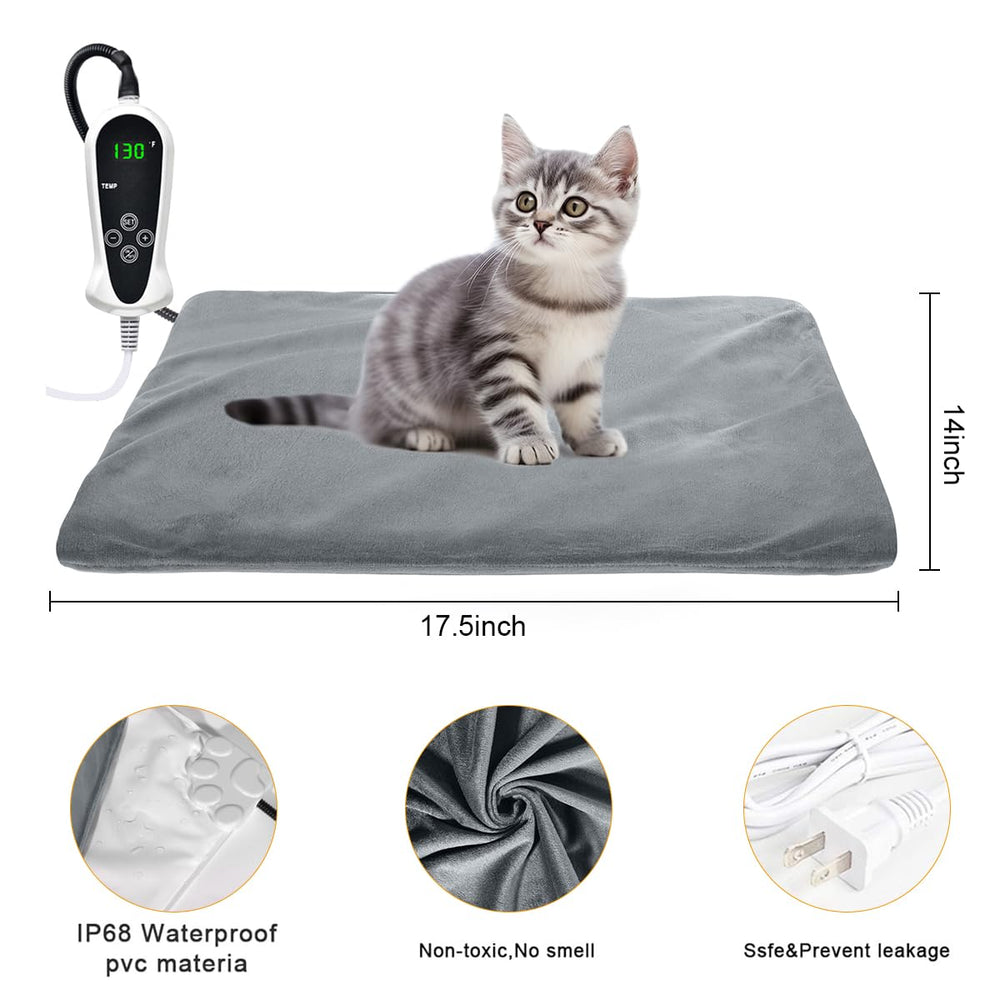 RIOGOO pet heating pad close-up shows floral Oxford fabric and soft texture.