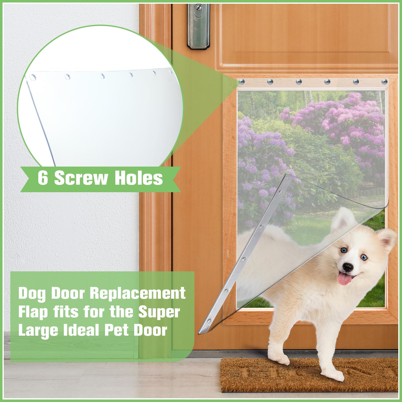 Ripeng clear PVC flap offers high light transmittance for easy pet monitoring.