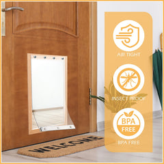Ripeng durable, weatherproof PVC flap withstands daily use for active dogs.
