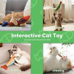 Rishoesu Catnip Toy Saury Fish in action during energetic indoor play