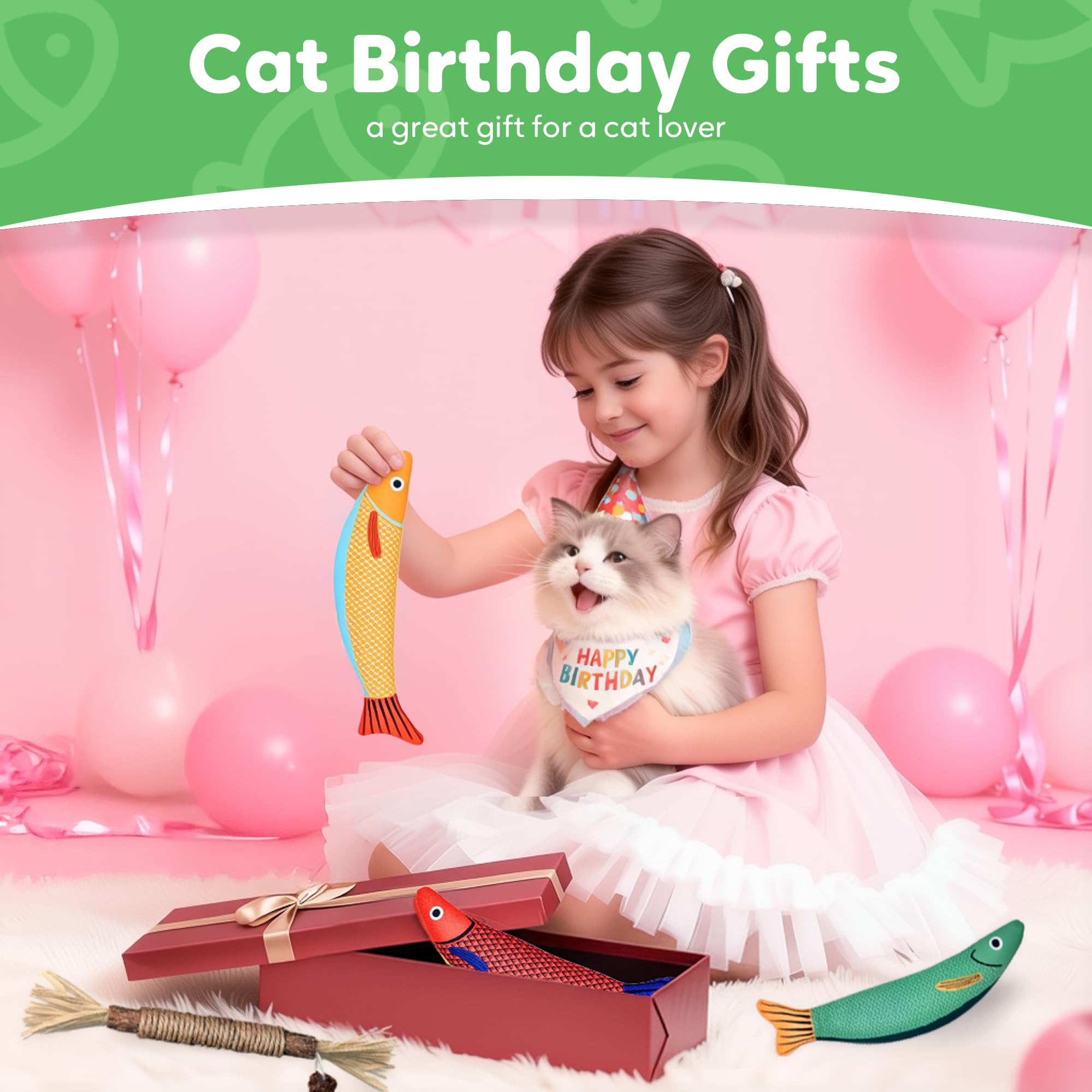 Rishoesu Catnip Toy Saury Fish wrapped package ready for gifting