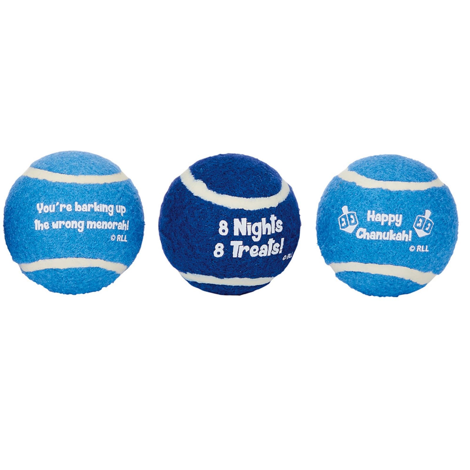 Rite Lite Hanukkah dog toy tennis ball blue pack 1 boosts fetch fun and exercise outside