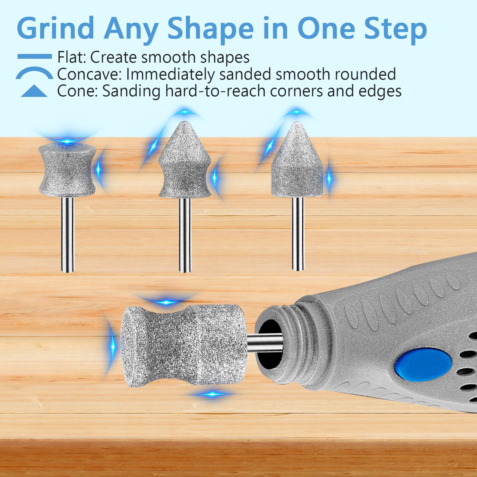 RIUORKIE diamond dog nail grinder versatile surfaces adapt curves for different nails.