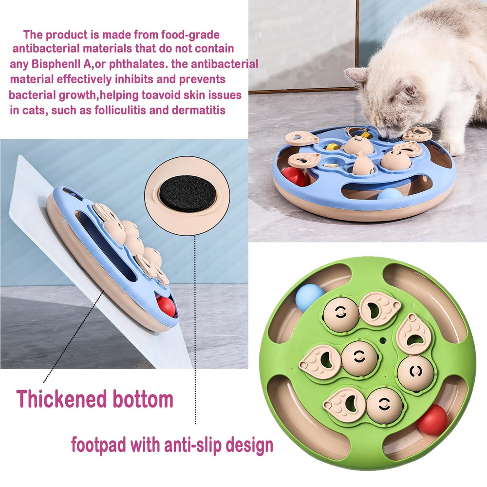 RuiXiangTeng cat puzzle toy green anti-slip base keeps cats stable during play