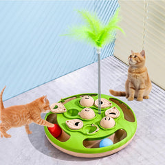 RuiXiangTeng cat puzzle toy green with track balls promotes interactive play and mental exercise