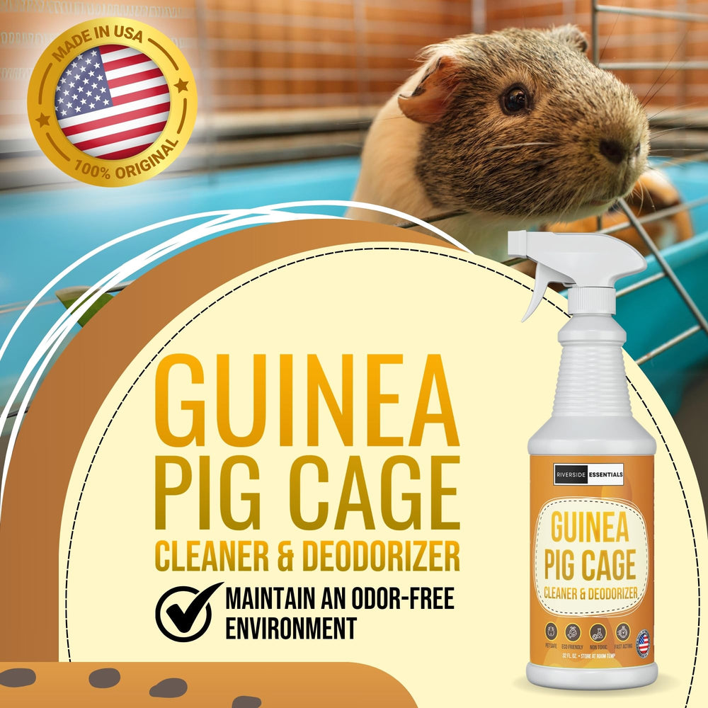 Riverside Essentials 32oz Small Animal Enclosure Cleaner on multiple surfaces.