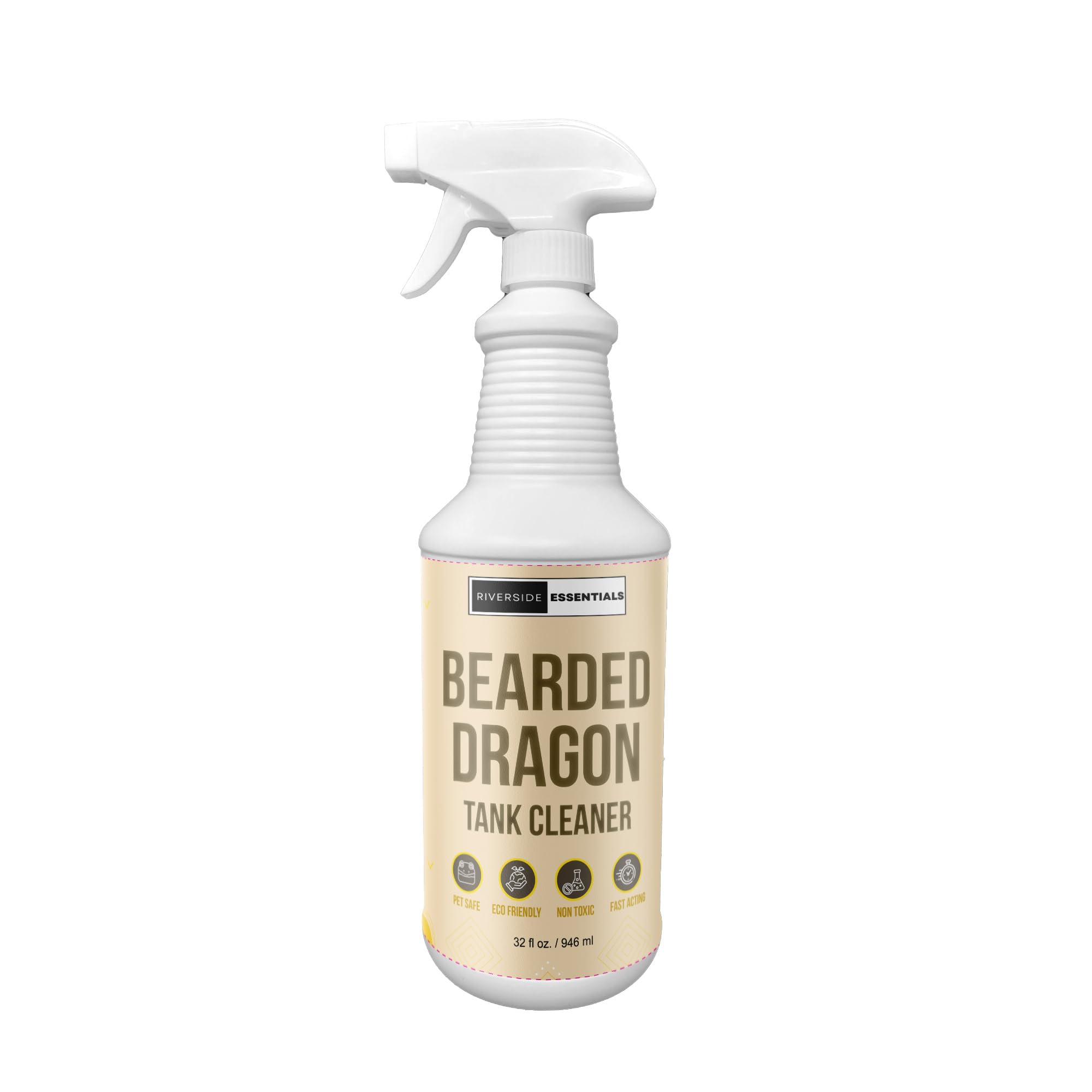Riverside Essentials Bearded Dragon Tank Cleaner made-in-usa emphasizes durable bottle and reliable performance