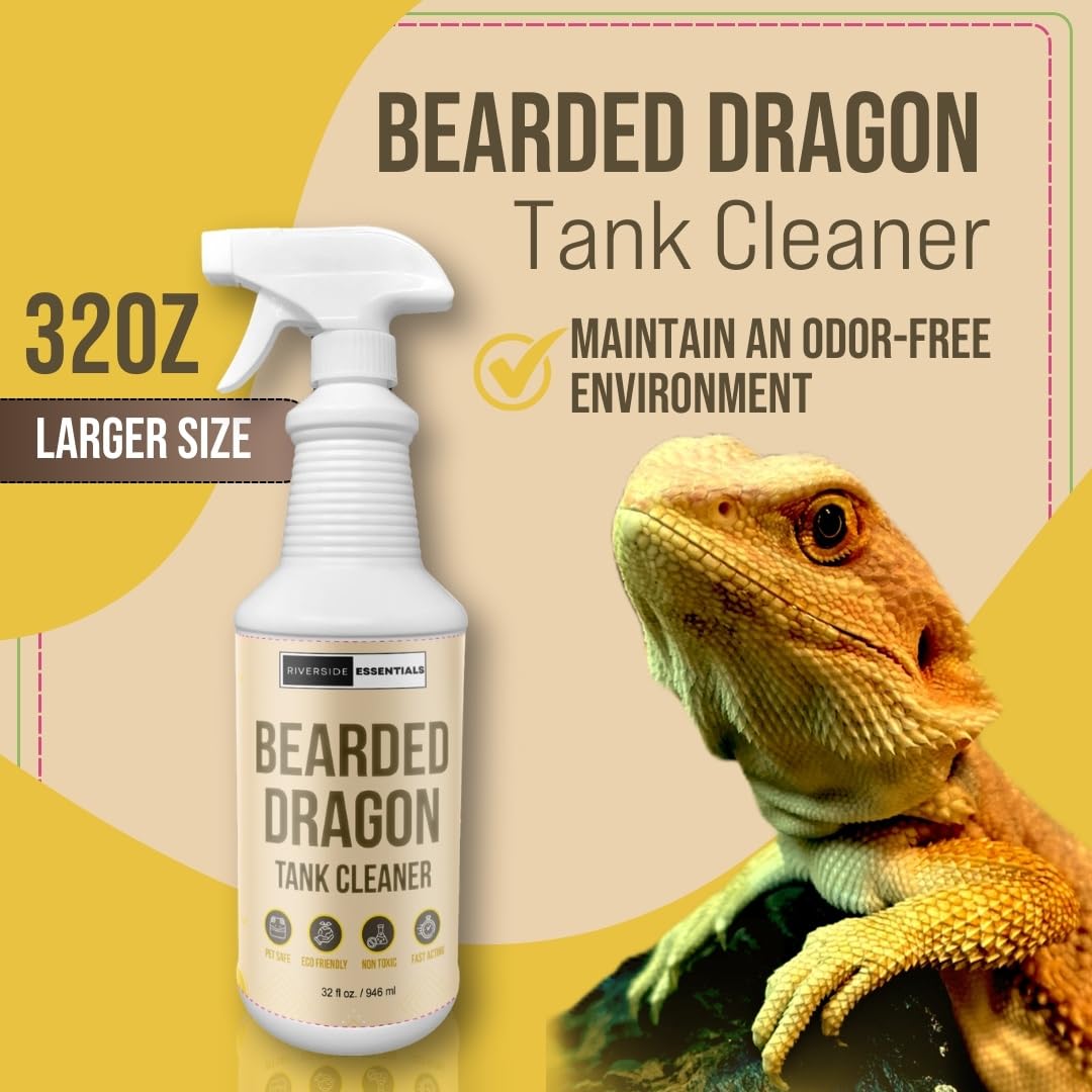 Riverside Essentials Bearded Dragon Tank Cleaner spray-action captures quick surface cleaning and odor control