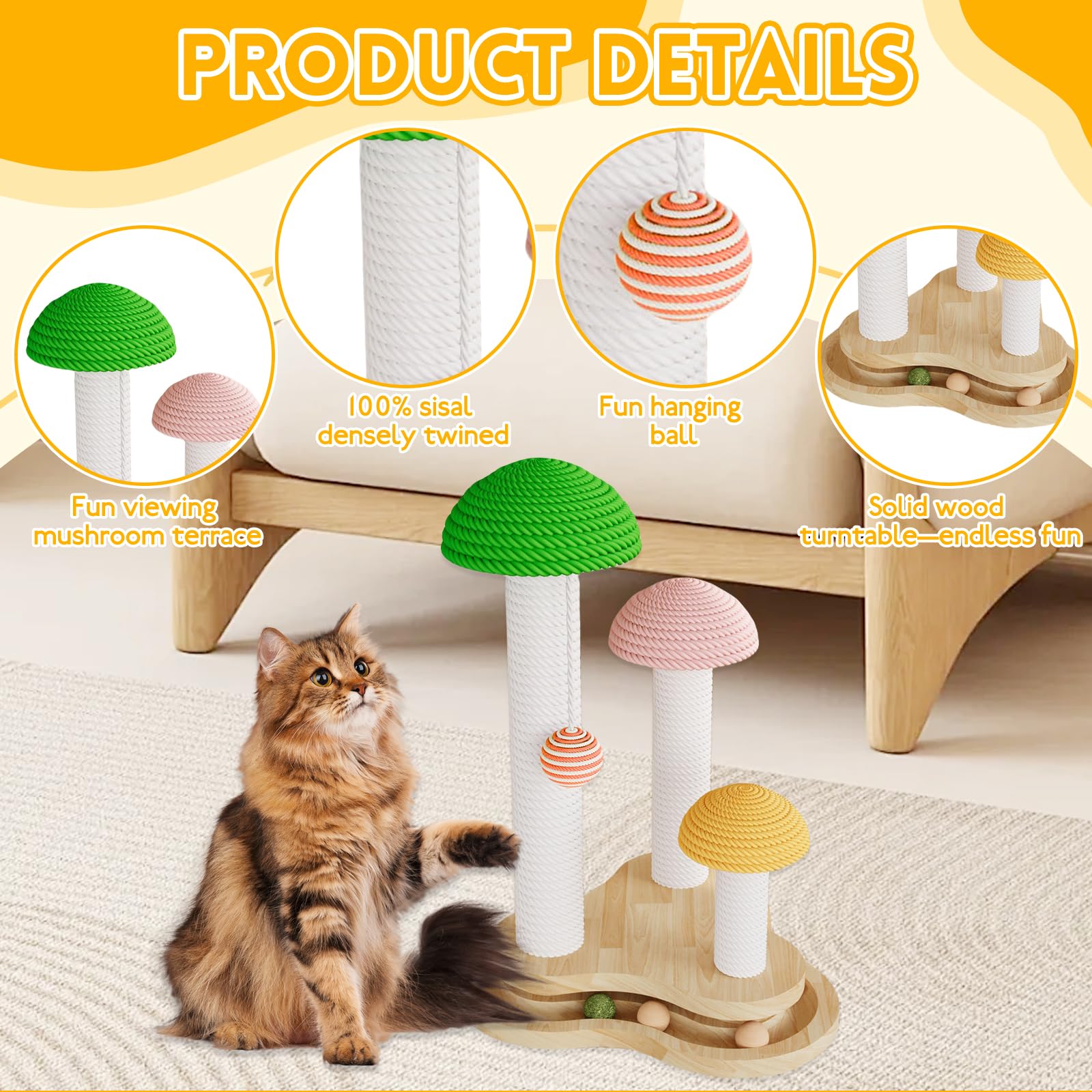 Riyotsu cat tree hanging plush ball: interactive toy to spark curiosity and exercise.