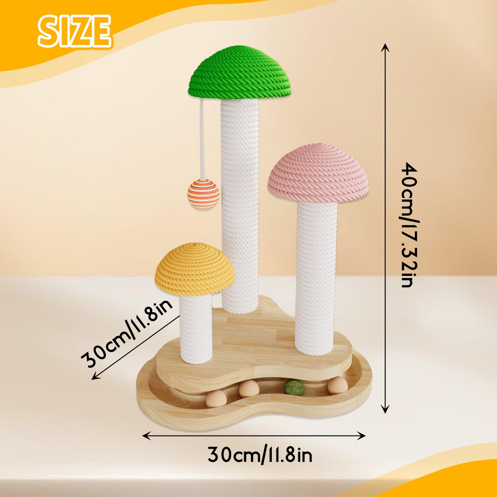 Riyotsu mushroom cat scratcher multi-level: varied angles ideal for single or multi-cat households.