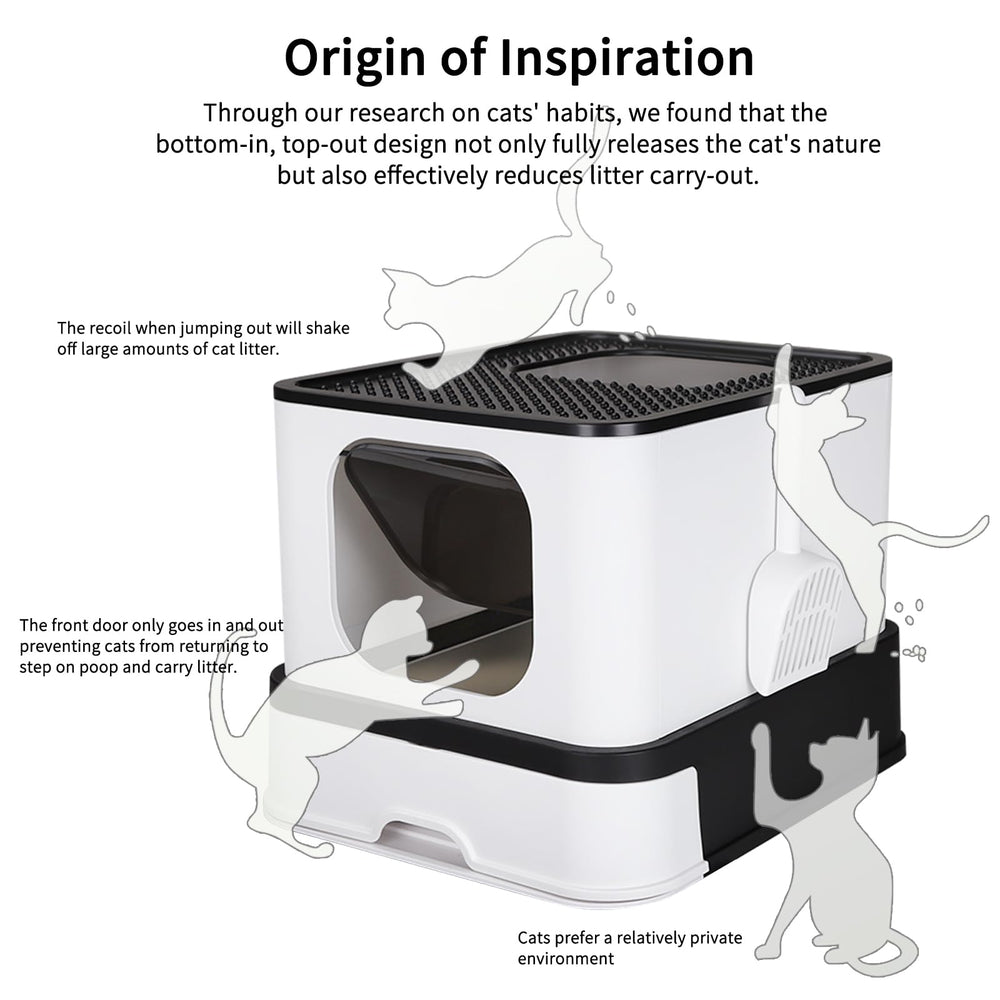 RIZZARI cat box drawer design image highlights convenient bottom tray for quick maintenance.