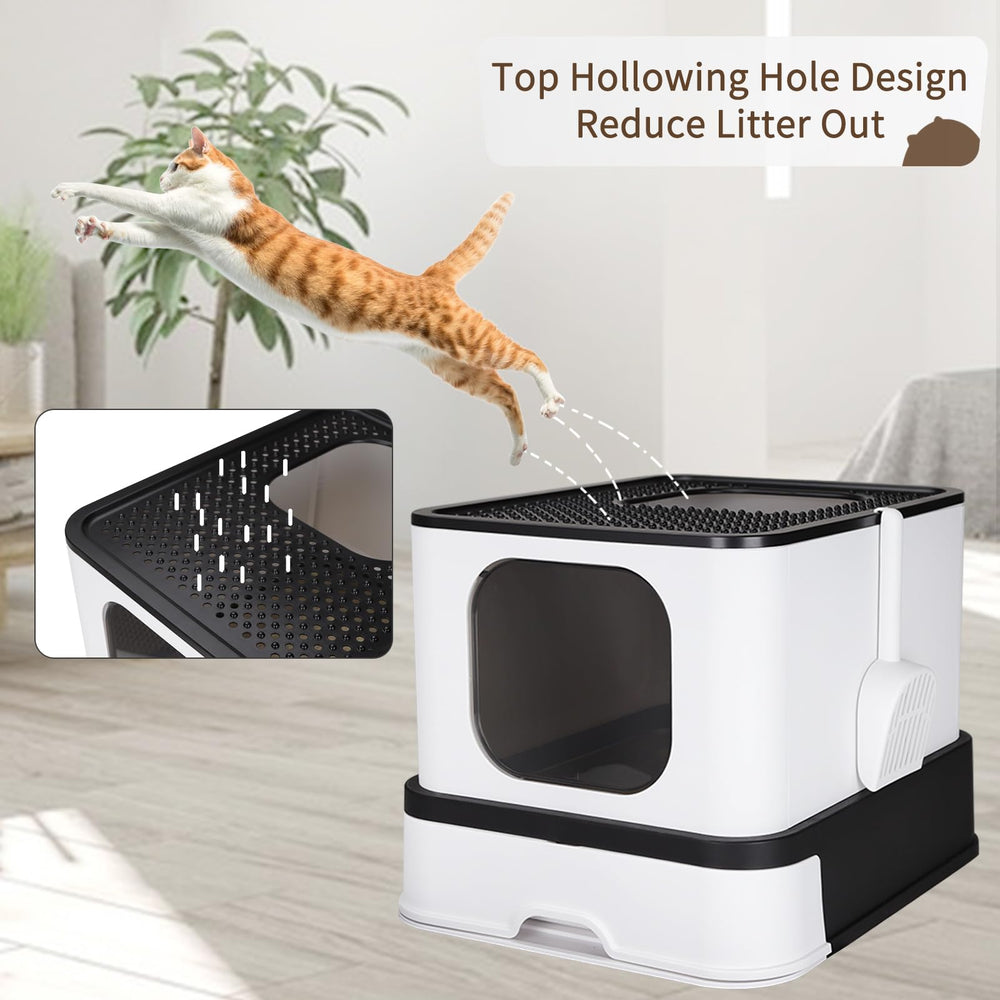 RIZZARI top-hole design image demonstrates litter screening to reduce floor spills.