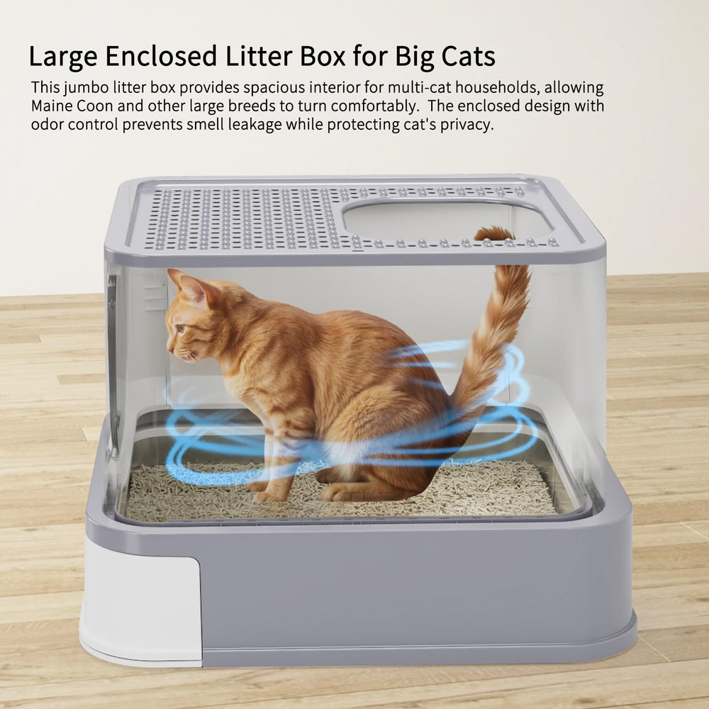 RIZZARI litter box pee shield feature contains splashes for cleaner floors