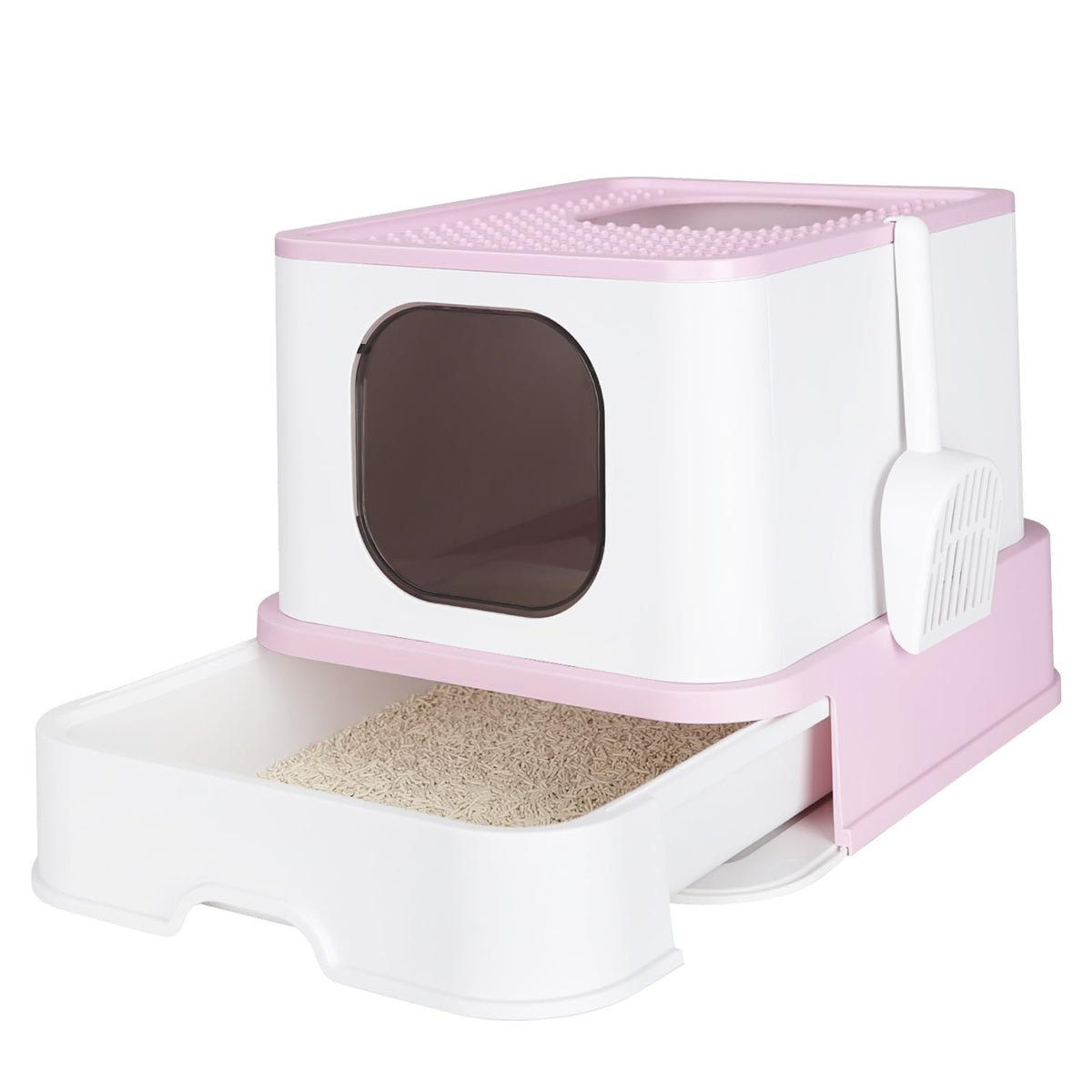 RIZZARI foldable cat litter box pink folded for space-saving storage