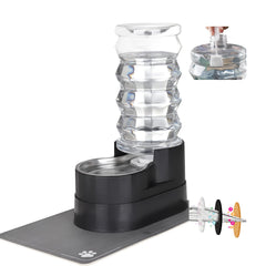 RIZZARI gravity-fed dog waterer with leak-proof base for tidy floors.