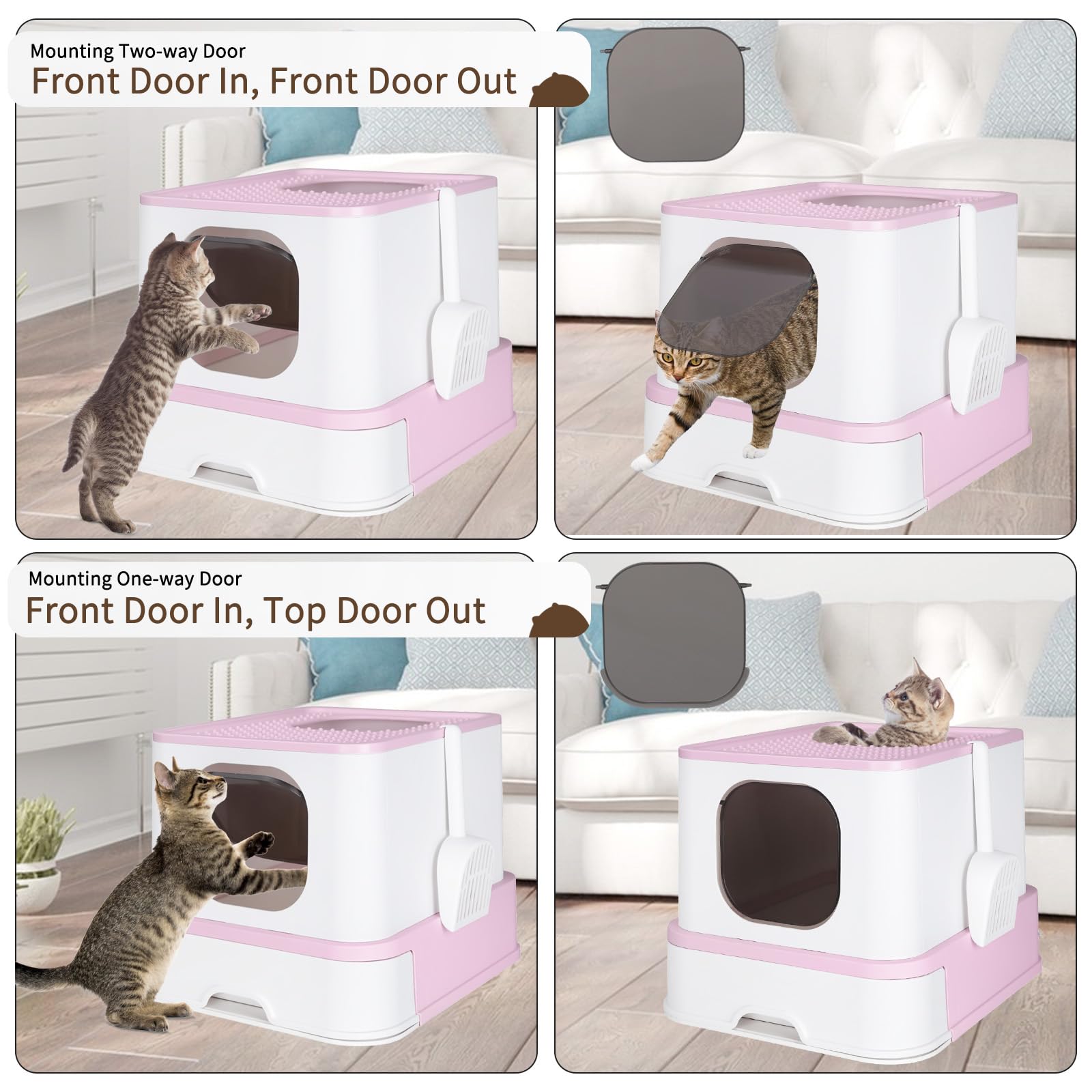 RIZZARI large-capacity litter box holds up to 20 pounds comfortably