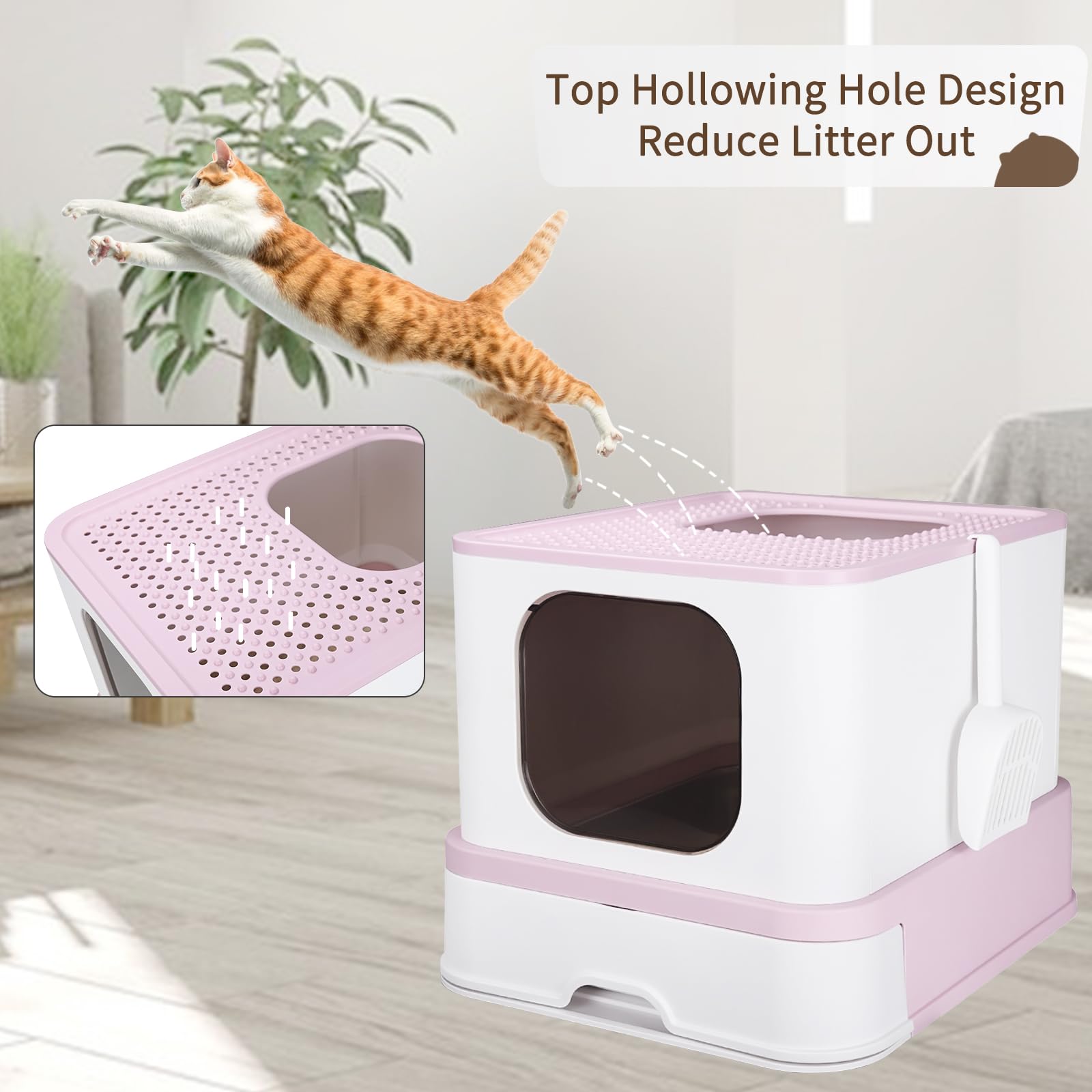 RIZZARI stainless steel cat box modern hooded design fits stylish living spaces.