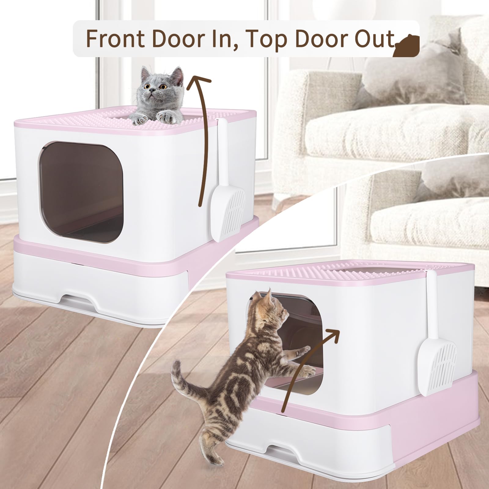 RIZZARI stainless steel cat box pink color adds a modern room accent and style.
