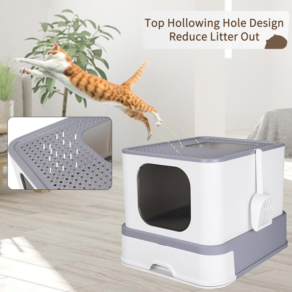 RIZZARI top-hole design helps minimize litter tracking and floor mess.