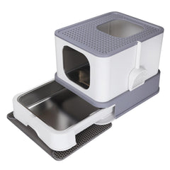 RIZZARI cat box top view showing enclosed privacy and odor containment.