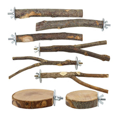 Rliguanrui 8-piece perch set provides varied perches for active birds.