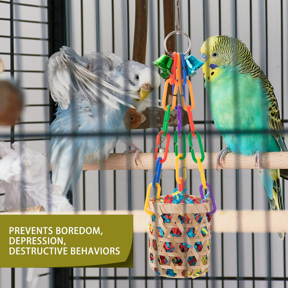 RLRICH natural materials loofah rattan bird toys emphasize safe chewing textures.