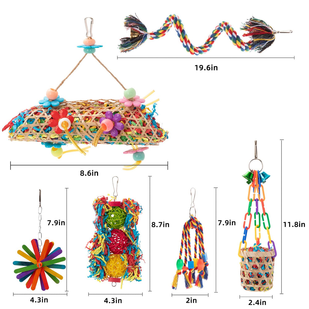 RLRICH shredding hanging bird toys ready to hang for active cage play.