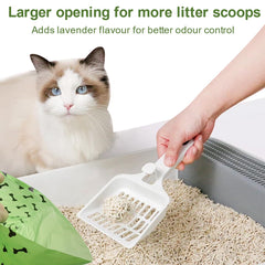 RMancipate lavender bags open demonstrates tear-off design for quick cleanup.