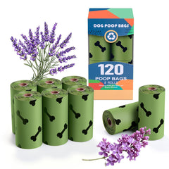 RMancipate Green Dog Poo Bags Lavender packaging shows eco-friendly materials and lavender scent.