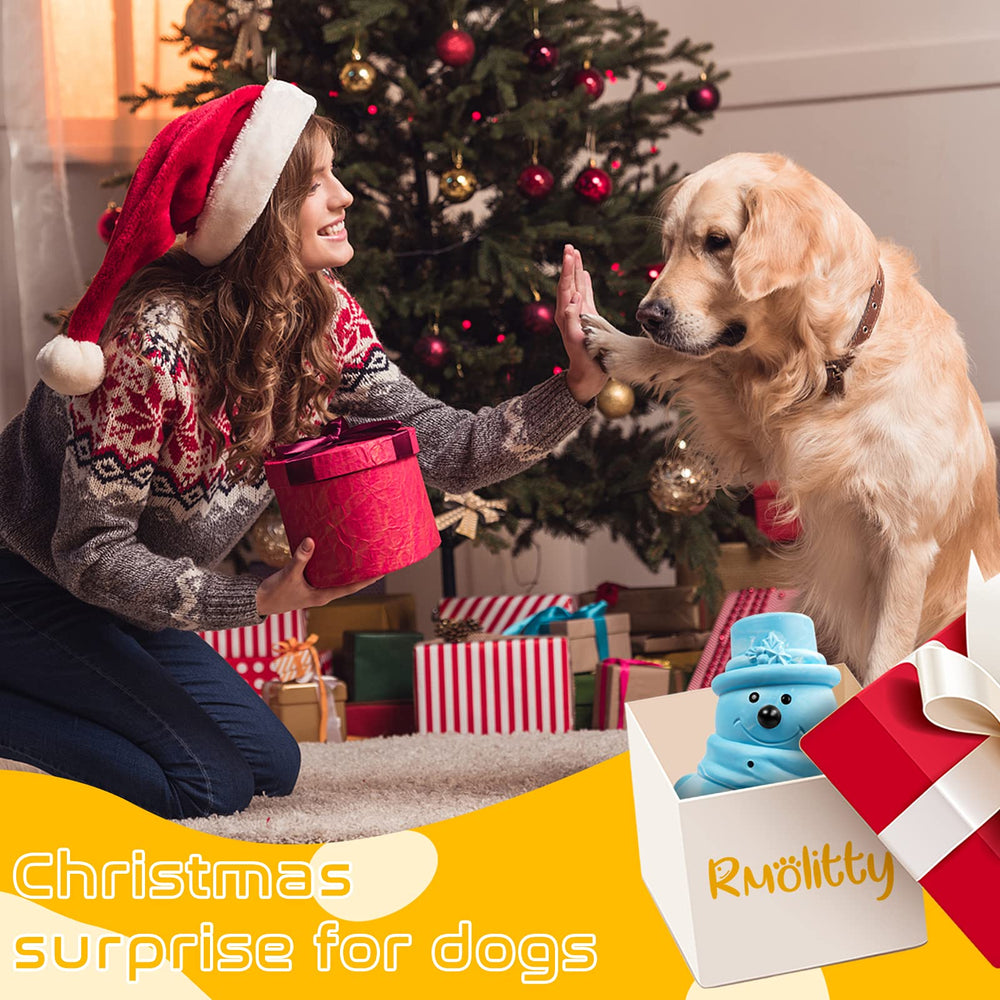 Rmolitty blue snowman toy, festive Christmas gift for dogs.