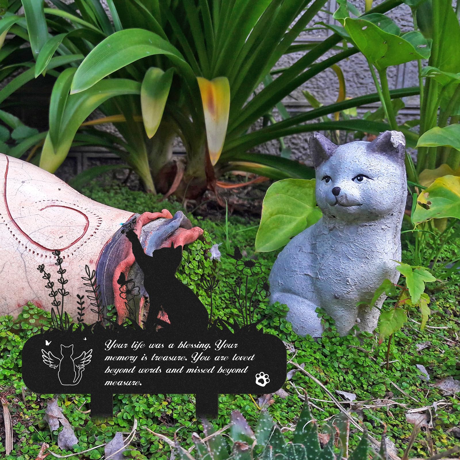 Rngmsi cat headstone 13-4x12-inch ready for yard or cemetery display.